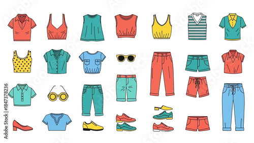 Vibrant clothing and accessories collection for fashion design