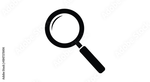 a stark black magnifying glass design against a white background a simple silhouette