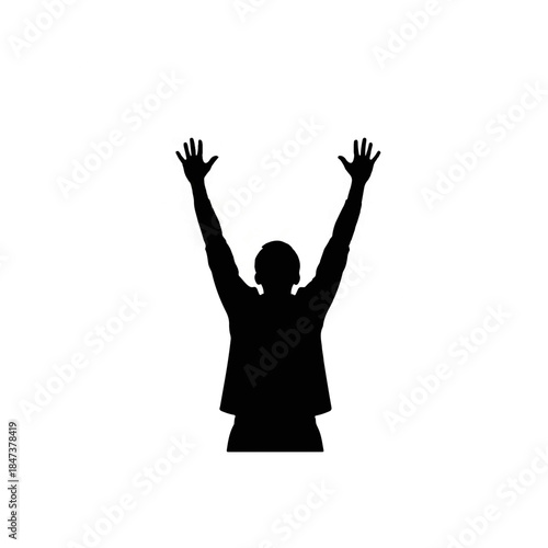 Jubilant Person Silhouette with Raised Arms
