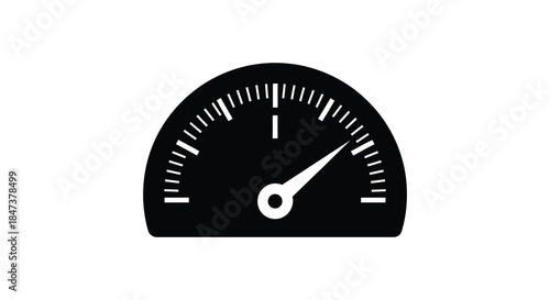 A simple black gauge with a needle pointing to a low value a striking silhouette