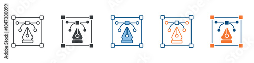 Bezier Tool Icon Set Multiple Style Collection 
