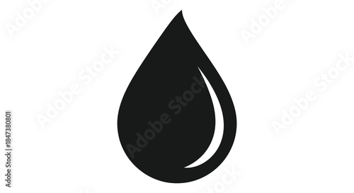A striking black teardrop shape against a white background a simple yet elegant silhouette