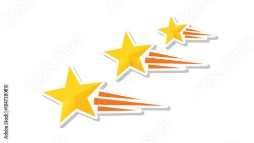 Yellow Shooting Stars with Orange Streaks - Motion Graphics Element