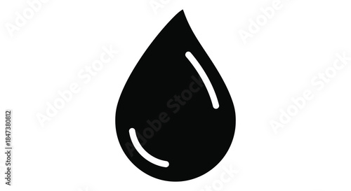 a striking black droplet form with subtle white highlights a minimalist visual representation silhouette
