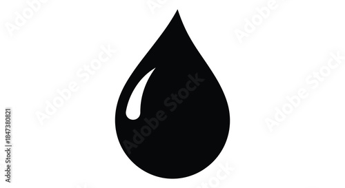 A striking black droplet shape stands out forming a bold and simple silhouette