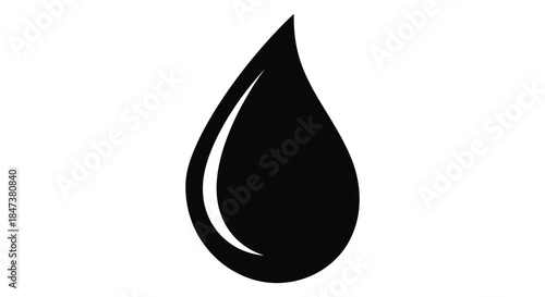 A striking black teardrop shape against a white background a minimalist design silhouette