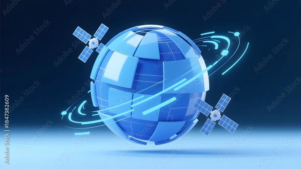 Fototapeta premium Satellite data streams illustrating global business connectivity