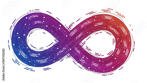 Abstract Infinity Symbol with Gradient Colors and Dotted Lines.