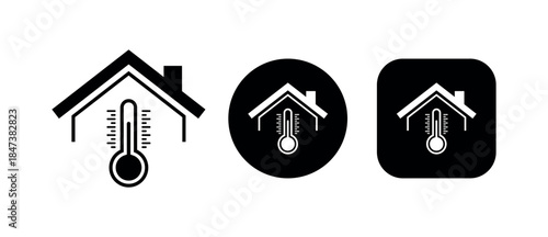Smart Home Climate Control Icon, Indoor Thermometer Symbol for Heating, Cooling, HVAC, Temperature Monitoring, Energy Efficiency, Weather, and Automation Concepts
