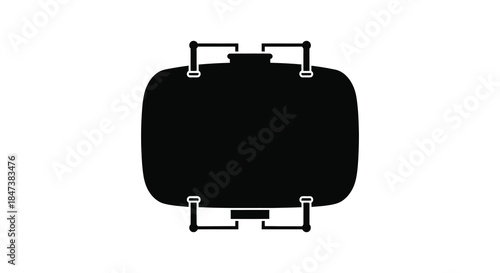 a black silhouette of a vintage lantern with handles displayed against a plain white background silhouette