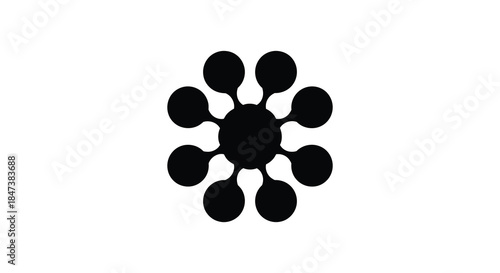abstract black floral design with a central core and radiating petals a striking silhouette