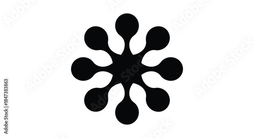 a striking black floral design with rounded petals presented as a bold silhouette