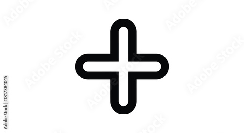 A simple black plus sign graphic on a white background a striking visual silhouette