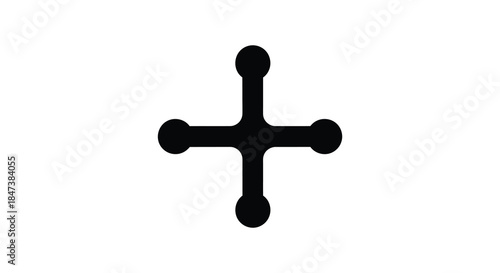 a stark black cross shaped design against a bright white background a simple silhouette