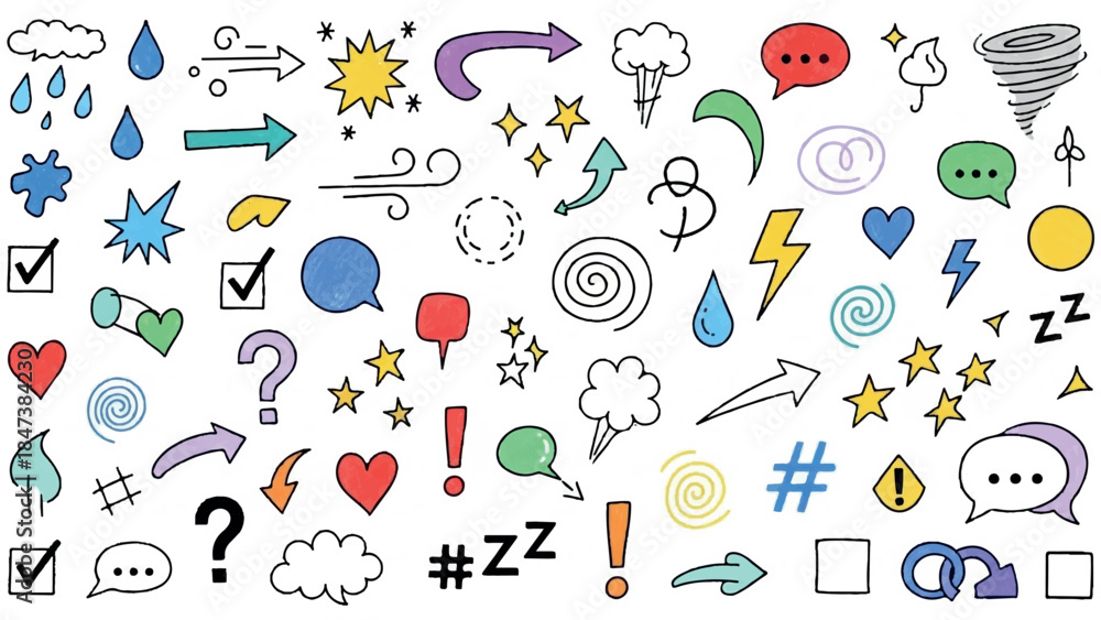 Naklejka premium Collection of Hand Drawn Doodle Icons and Symbols.