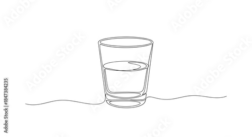 Minimalist One Line Drawing of Glass of Water Vector illustration