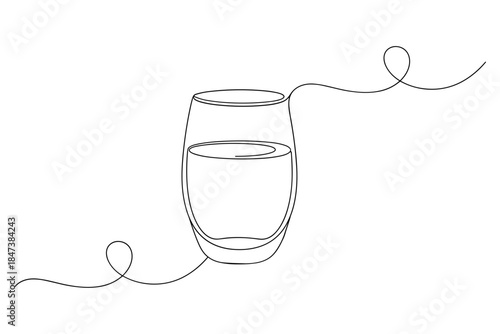 Minimalist One Line Drawing of Glass of Water
