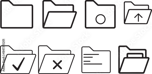 Set of Folder Icons for File Management and Organization
