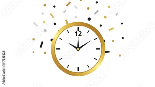 Wallpaper Mural Golden New Year Clock Striking Midnight Vector Icon Torontodigital.ca