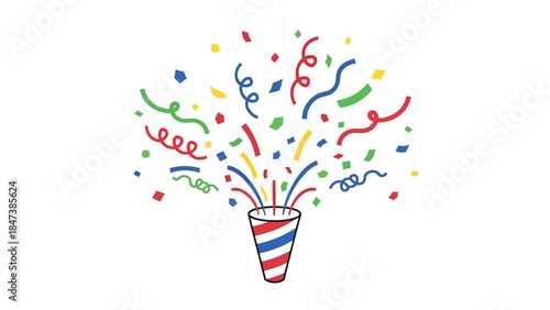 Party Popper Exploding with Colorful Confetti Vector