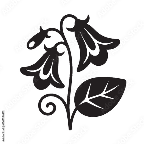 unique Sweet Pea Flower Icon silhouette illustration .