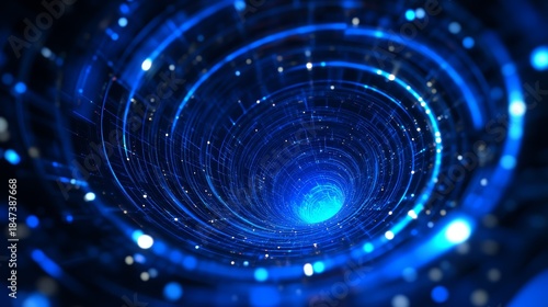 Captivating blue spiral pattern adorned with myriad small concentric circles dynamic visual display.