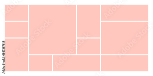 Bento grid photo collage template blank for design layouts featuring modular frames clean composition and flexible structure for web UI and creative projects