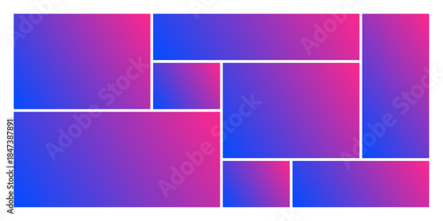 Graphic dashboard template for product presentations with modular bricks for photos numeric data app charts and mosaic planning layouts for modern digital interfaces