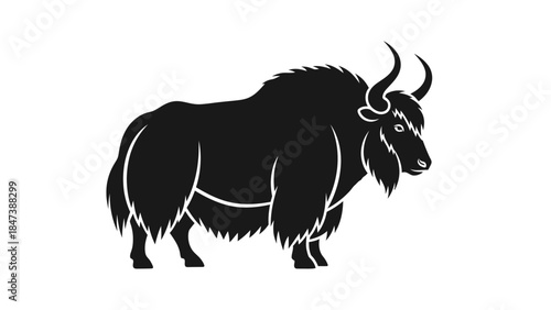 Silhouette of a majestic yak standing proudly.