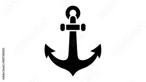 Simple Black Anchor Icon Vector Graphic.