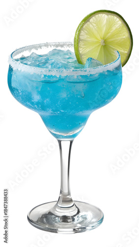 blue cocktail with lime