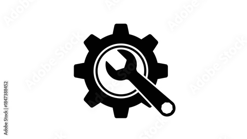 Industrial Gear and Wrench Icon for Repair and Maintenance Services.