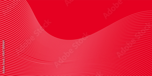 Abstract background with lines and waves. Medium banner size. Element for design. Vector background for brochure, booklet, flyer, poster. Red and white gradient. Love, Valentine's Day