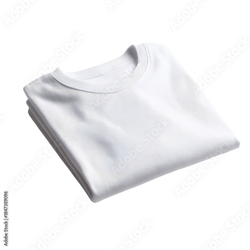 Folded white T-shirt on a simple background for casual fashion. or transparent background