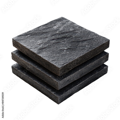 Stacked slate tiles showcasing unique texture and color variations. or transparent background