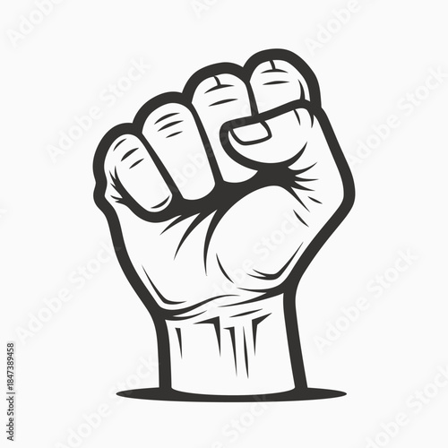 Raised Fist Hand Gesture Illustration Symbol of Power and Protest