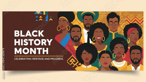 Black history month celebration with diverse group of people