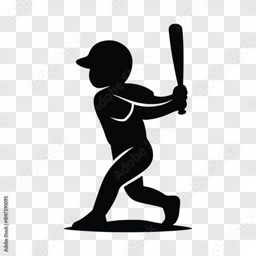 Youth Baseball Player Silhouette – Energetic Batting Stance