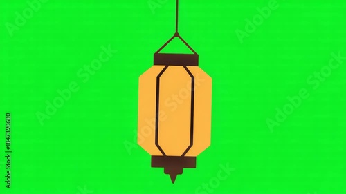 Wallpaper Mural Animated Golden Lantern Hanging and Swaying Gently on a Green Screen Background Torontodigital.ca