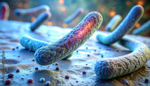 Bacteria infection microbe disease urology problem medical science macro closeup health concept vivid detail on surface