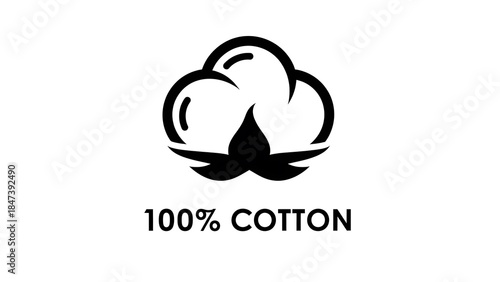 Cotton label icon for clothing and fabric branding, 100 percent cotton symbol
