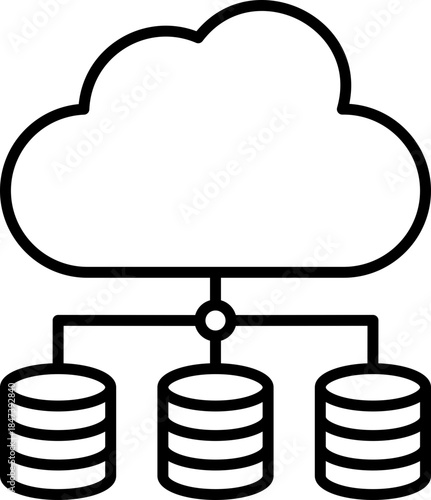 Black cloud data icon - outline