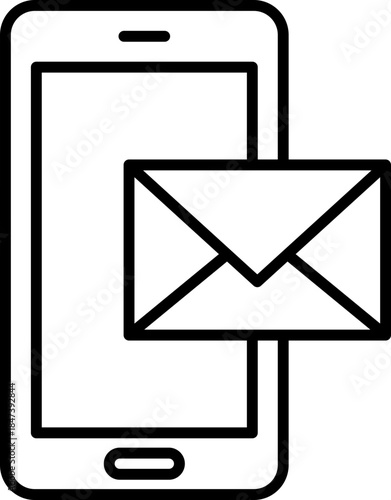 Black mobile message icon - outline