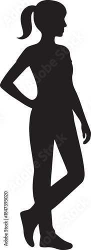 Silhouette of a Woman: An elegant silhouette of a woman in a casual stance, exuding confidence. The image captures the essence of femininity and poise.