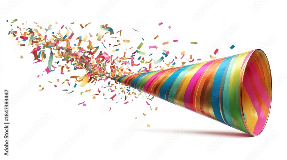 Naklejka premium Festive party horn colorful isolated on white background