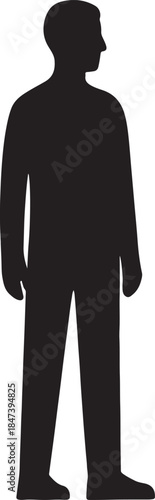 Silhouette Figure in Profile: A stark black silhouette of a person in full profile view, exuding an air of anonymity and mystery.