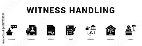 Witness Handling Modern and clean web banner illustration featuring thematic icons for visual communication