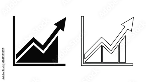 Two contrasting line graphs illustrating upward trends and data visualization