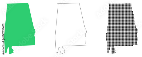 Map USA States Alabama Outline Dots
