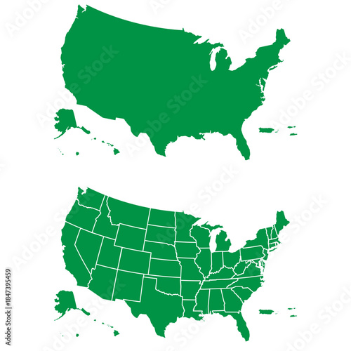 Map USA States All Separated Solid